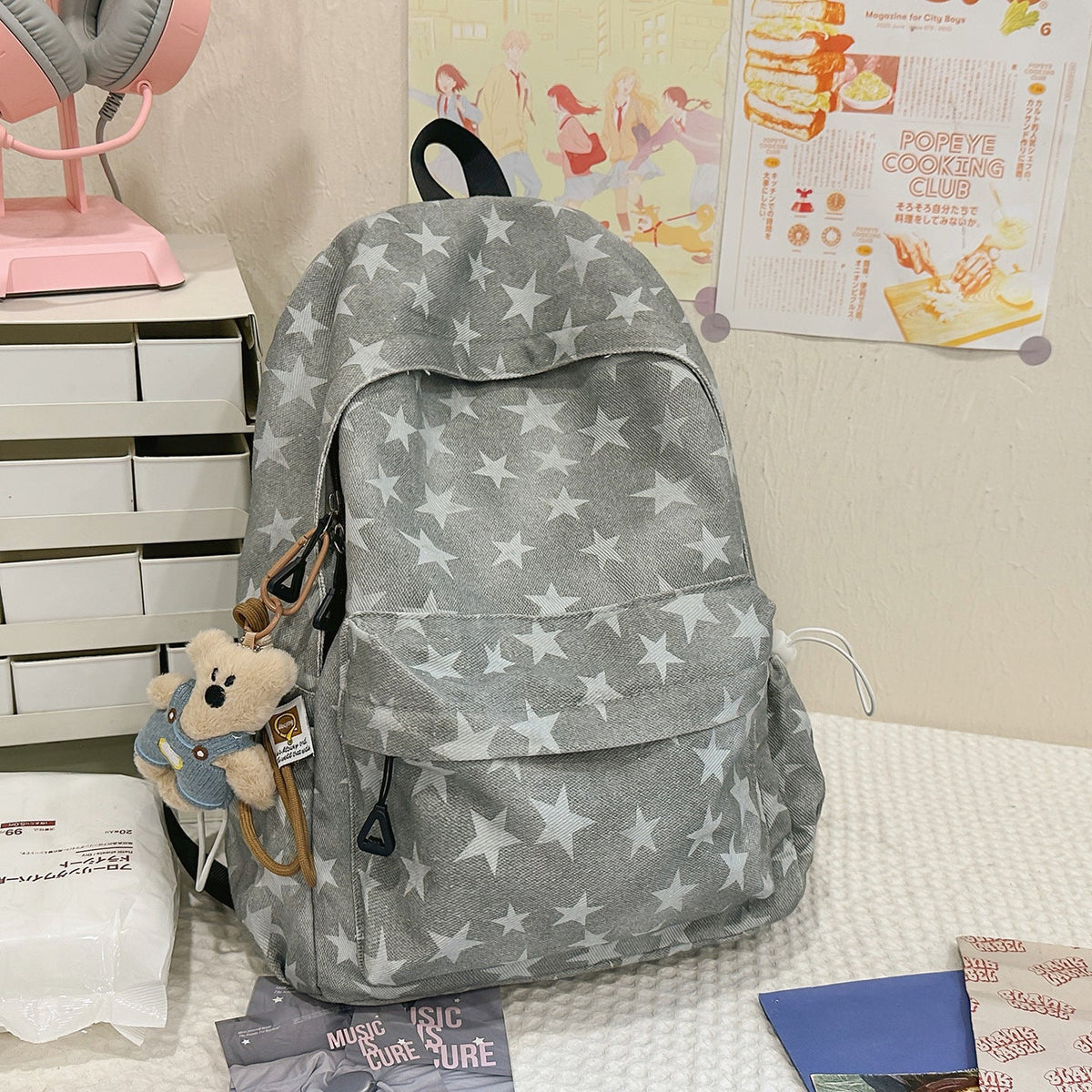 Star-Patterned Outdoor Backpack with Padded Straps and Mesh Pockets, view 6