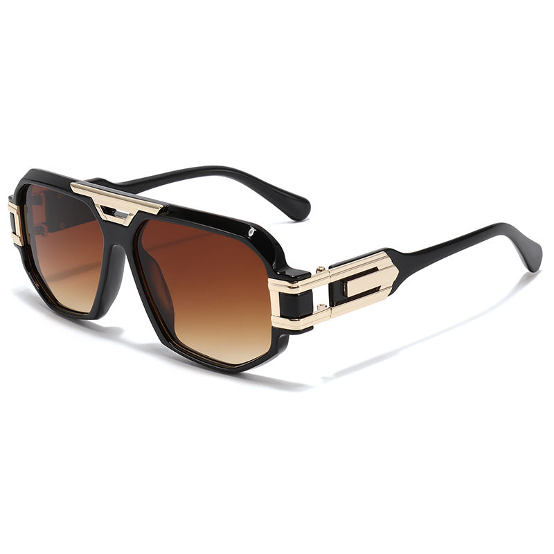 Statement Square Frame Sunglasses with Decorative Gold Accents, view 2
