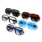 Statement Square Frame Sunglasses with Decorative Gold Accents, view 3