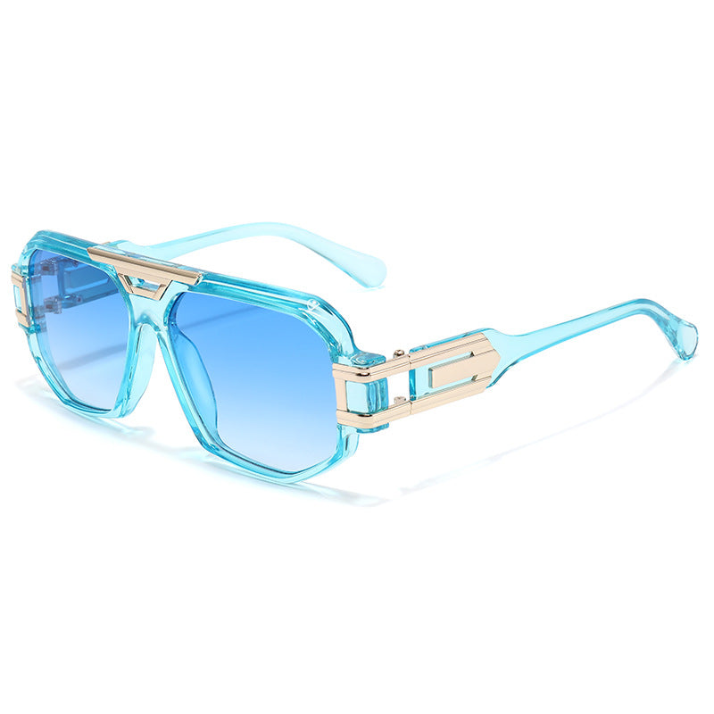 Statement Square Frame Sunglasses with Decorative Gold Accents, view 9