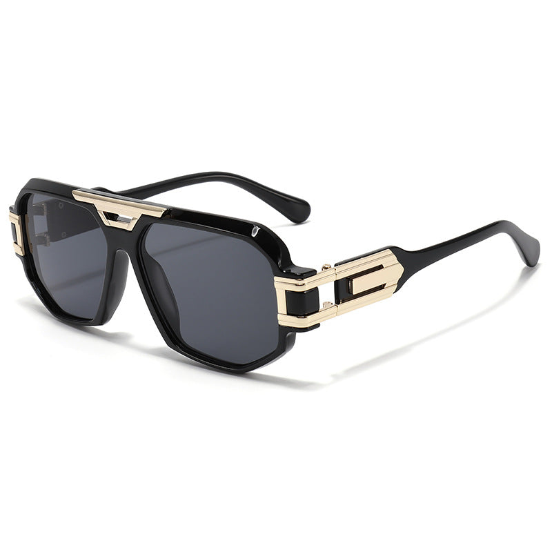 Statement Square Frame Sunglasses with Decorative Gold Accents
