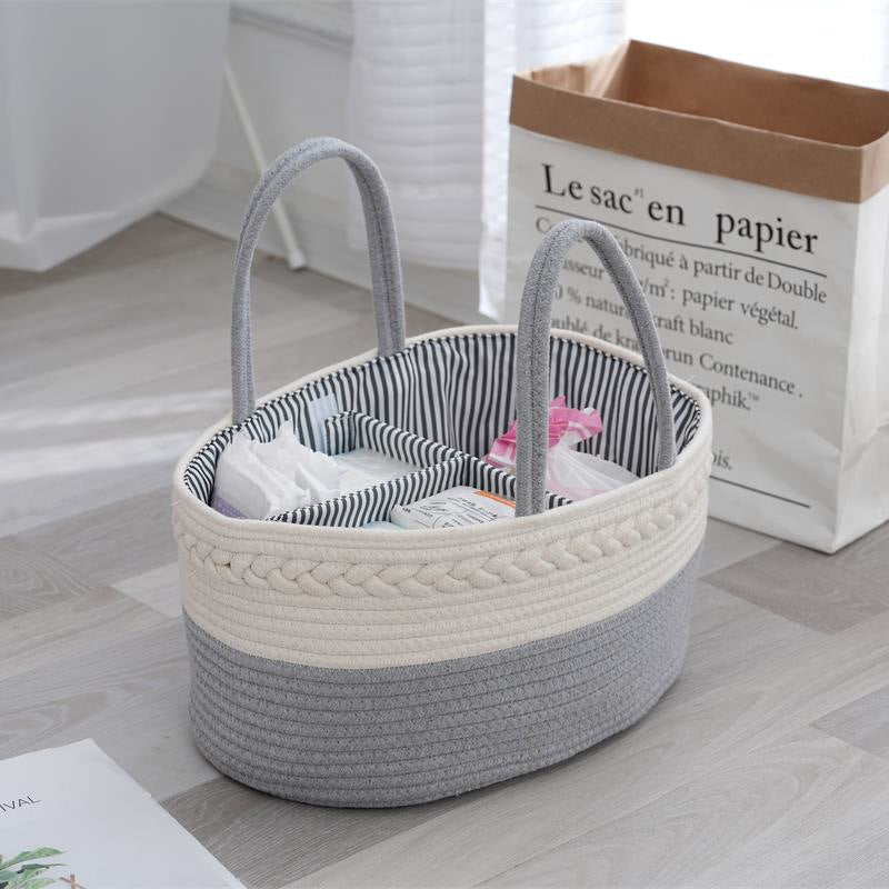 Storage Basket Beige White | High & Bury