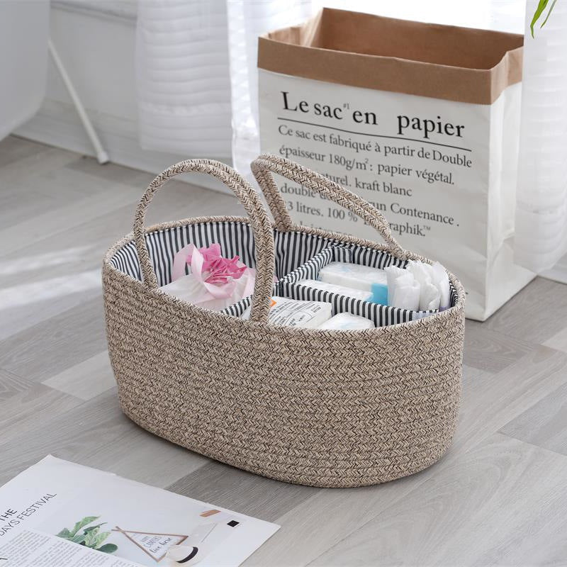 Storage Basket Beige White | High & Bury