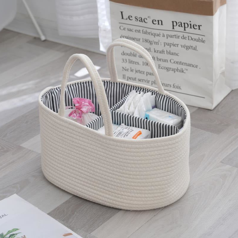 Storage Basket Beige White | High & Bury