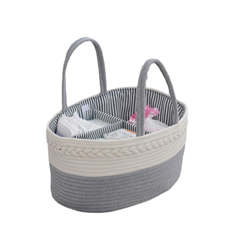Storage Basket Beige White | High & Bury