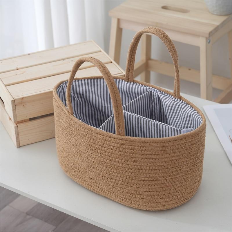 Storage Basket Beige White | High & Bury
