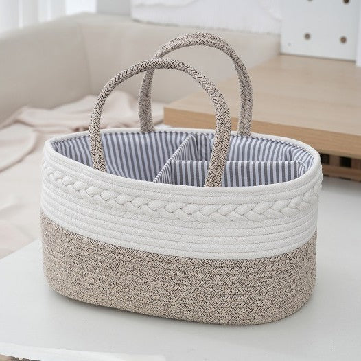 Storage Basket Beige White | High & Bury