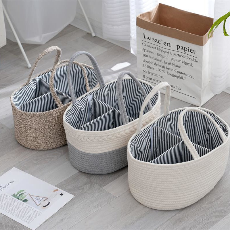 Storage Basket Beige White | High & Bury