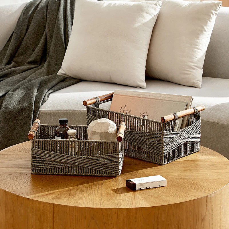Storage Basket Gray White | High & Bury