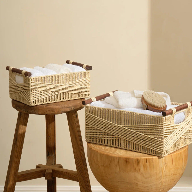 Storage Basket Gray White | High & Bury