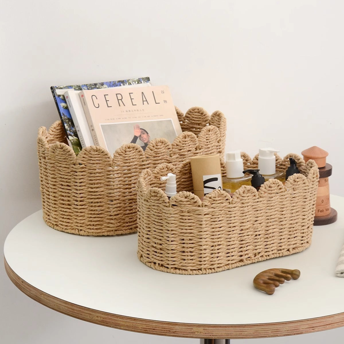 Storage Basket Khaki Green Beige | High & Bury