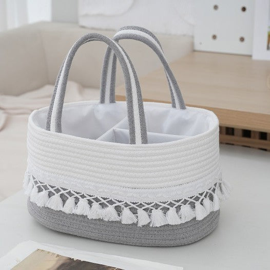 Storage Basket Light Grey Beige | High & Bury