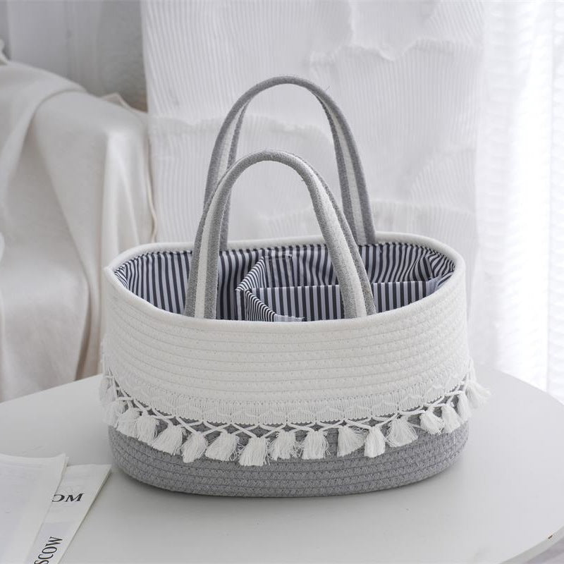 Storage Basket Light Grey Beige | High & Bury