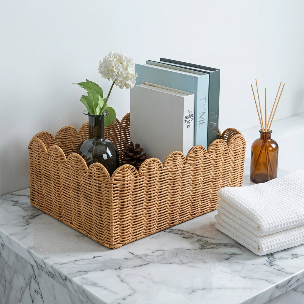 Storage Basket Offwhite M Khaki | High & Bury