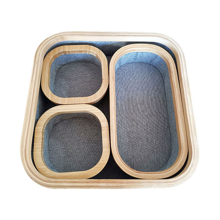Storage Basket Set with Bamboo Frame and Fabric Inserts | High & Bury
