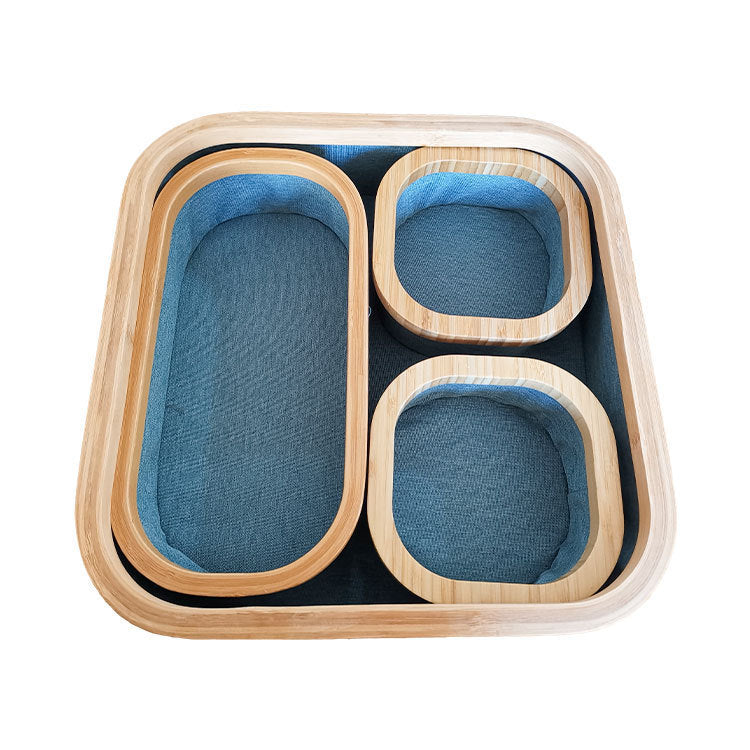 Storage Basket Set with Bamboo Frame and Fabric Inserts | High & Bury