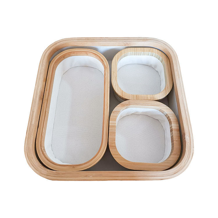 Storage Basket Set with Bamboo Frame and Fabric Inserts | High & Bury