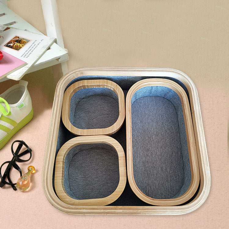 Storage Basket Set with Bamboo Frame and Fabric Inserts | High & Bury
