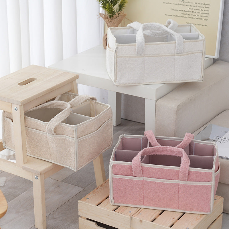 Storage Basket White Light Beige | High & Bury