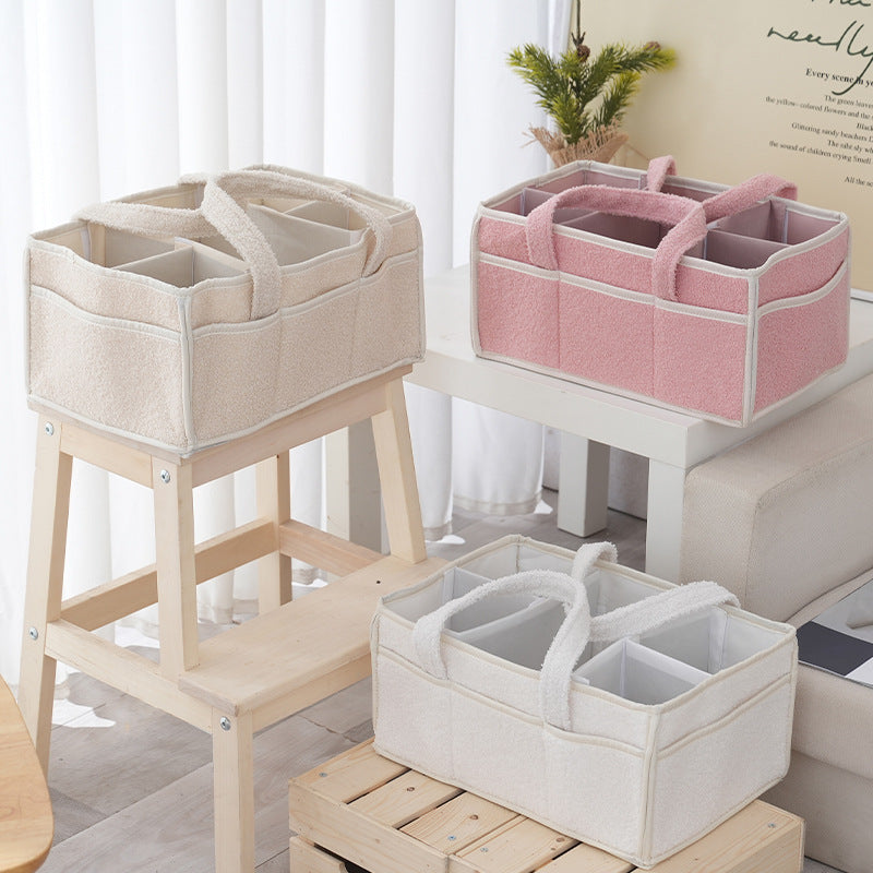Storage Basket White Light Beige | High & Bury
