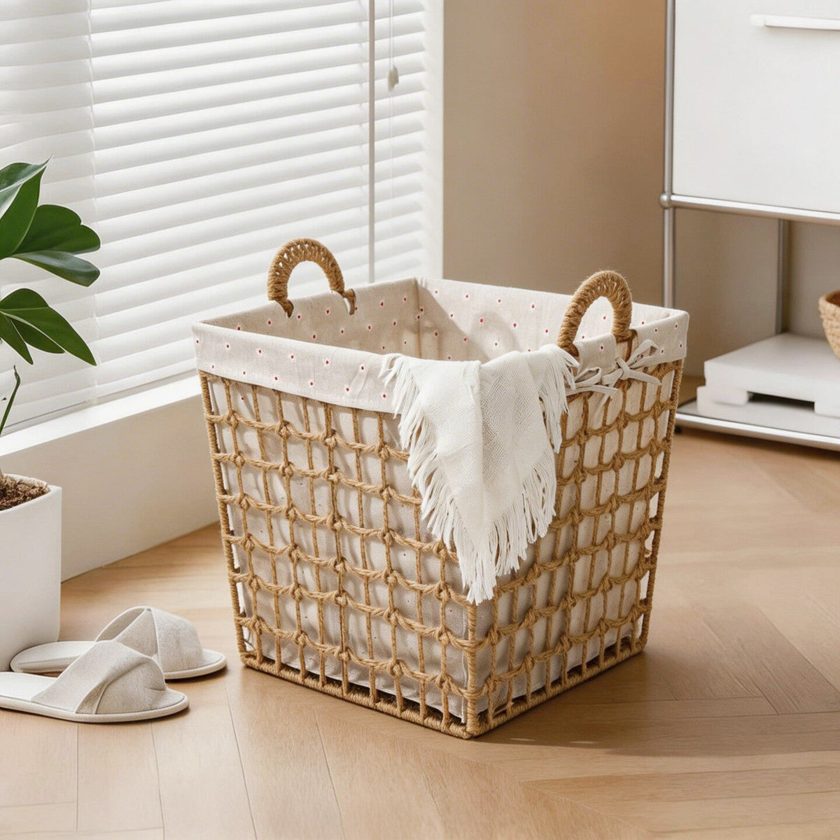 Storage Basket with Decorative Fabric Lining | High & Bury