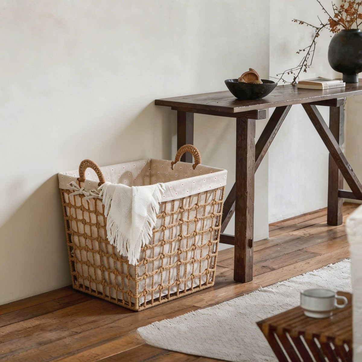 Storage Basket with Decorative Fabric Lining | High & Bury