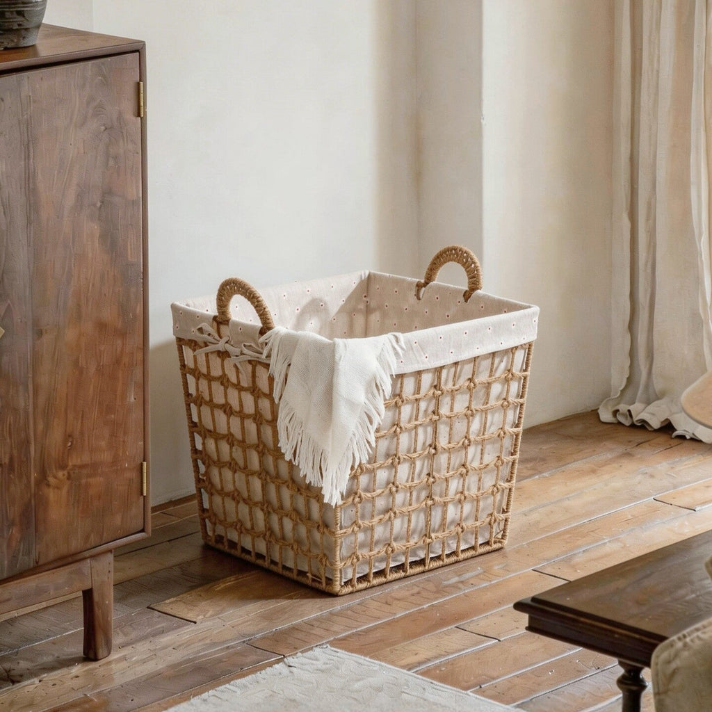 Storage Basket with Decorative Fabric Lining | High & Bury