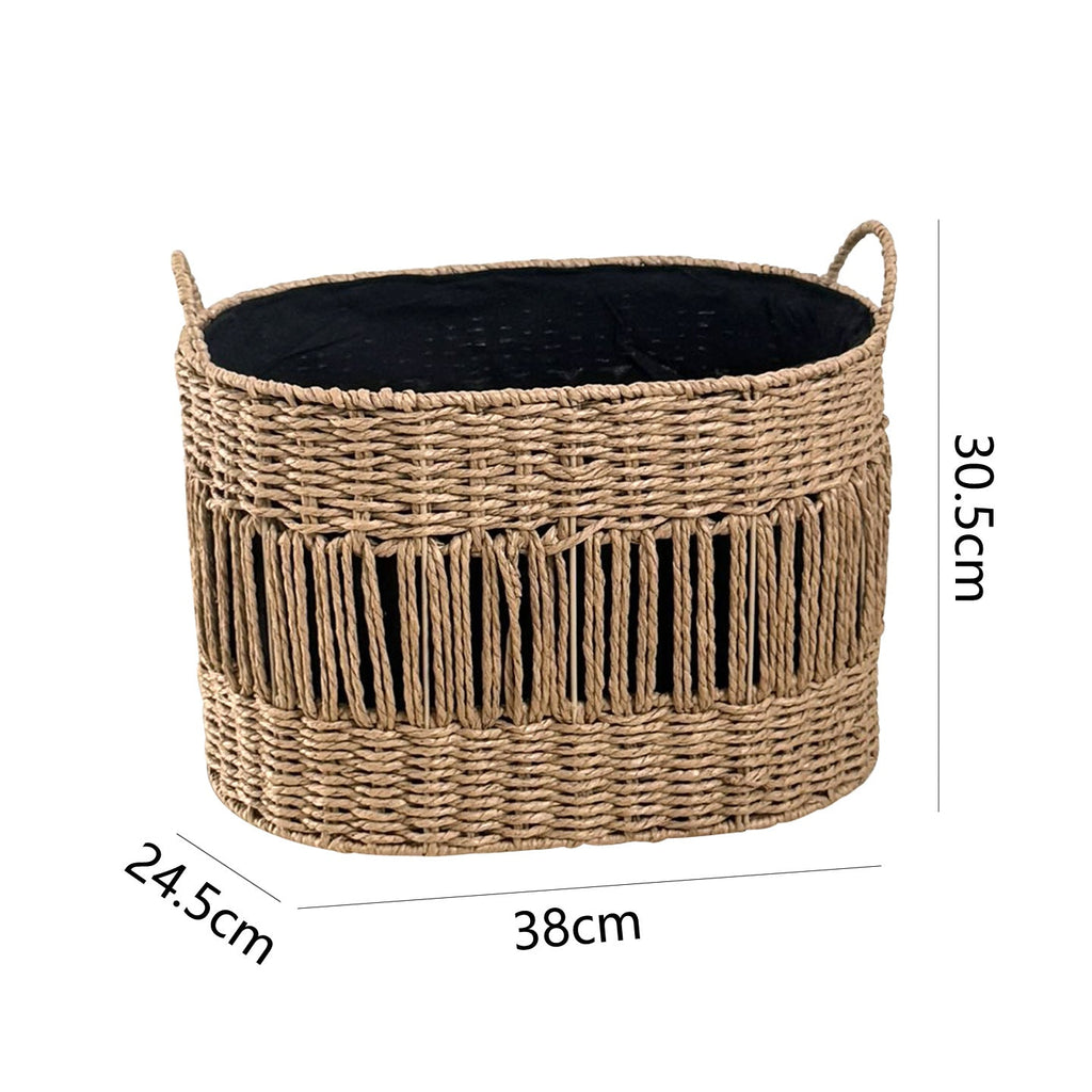 Storage Basket with Elegant Fringe Design | High & Bury