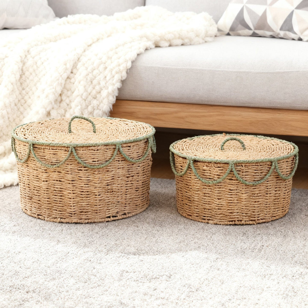 Storage Basket with Lid and Handles | High & Bury