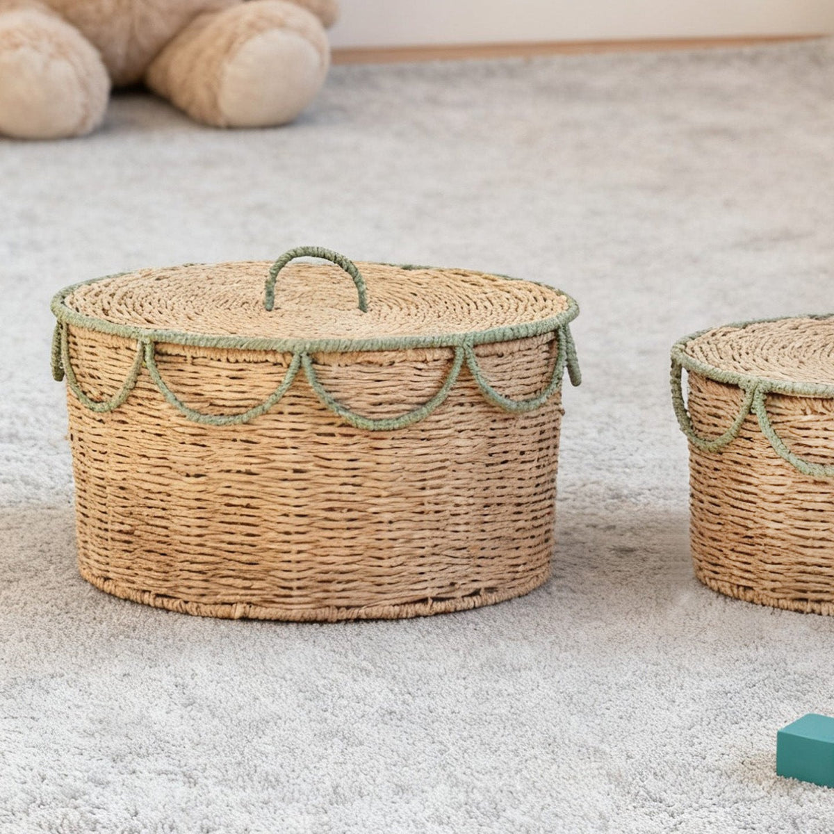 Storage Basket with Lid and Handles | High & Bury