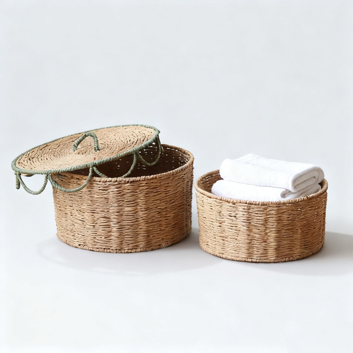 Storage Basket with Lid and Handles | High & Bury
