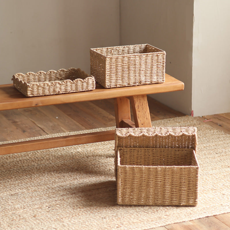 Storage Basket with Lid and Reed Design | High & Bury