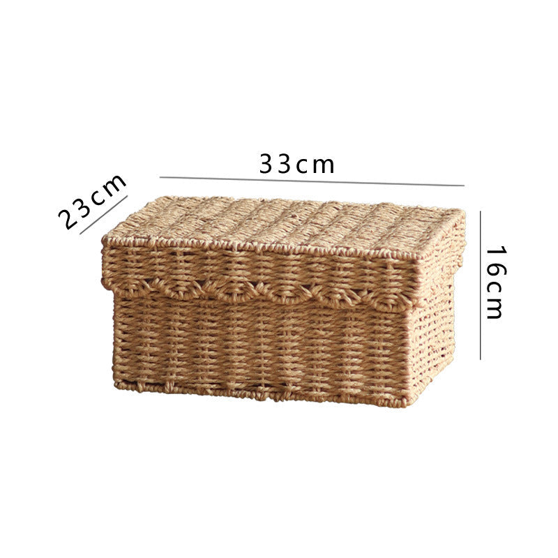 Storage Basket with Lid and Reed Design | High & Bury