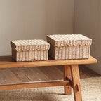 Storage Basket with Lid and Reed Design | High & Bury