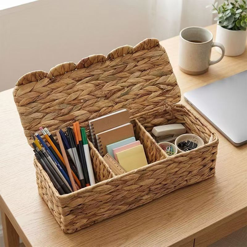 Storage Basket with Lid Khaki | High & Bury