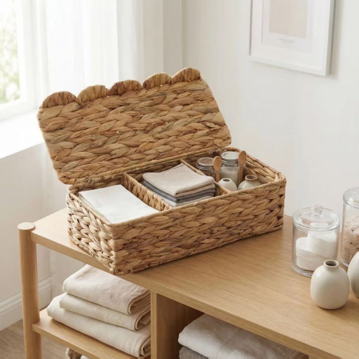 Storage Basket with Lid Khaki | High & Bury