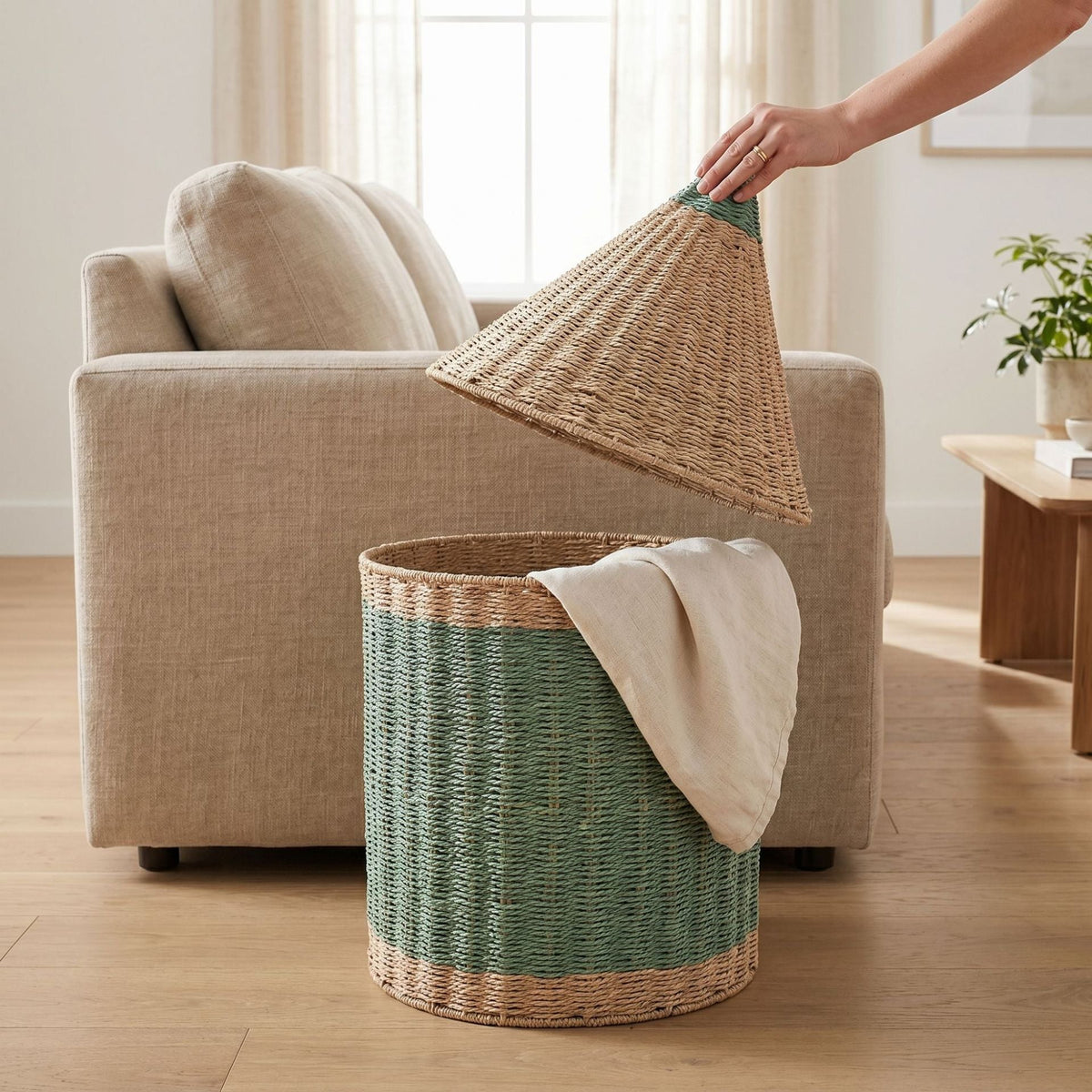 Storage Basket with Lid Lidded Handwoven | High & Bury