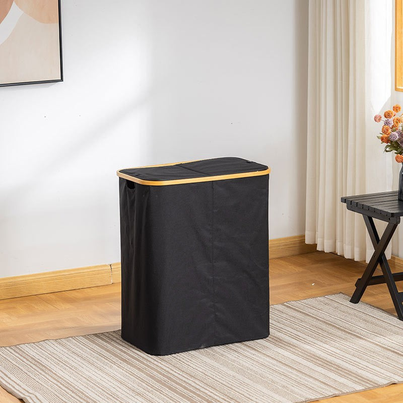 Storage Basket with Lid made of Fabric and Bamboo | High & Bury