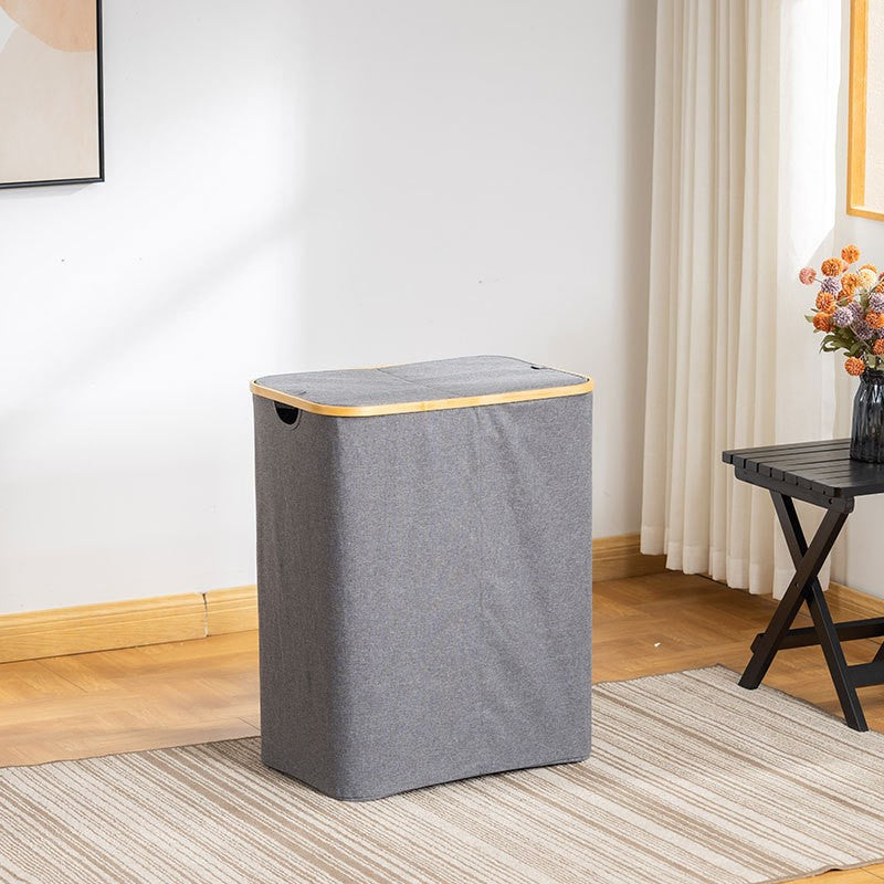 Storage Basket with Lid made of Fabric and Bamboo | High & Bury