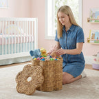 Storage Basket with Lid Woven Natural Fiber Soft Textile | High & Bury