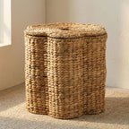 Storage Basket with Lid Woven Natural Fiber Soft Textile | High & Bury