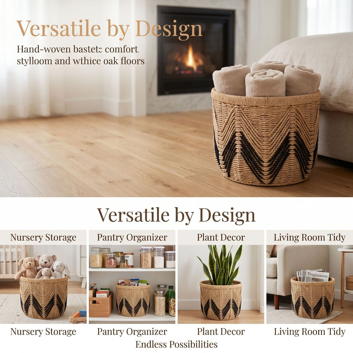 Storage Basket with Stylish Zigzag Pattern | High & Bury