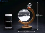 Storm Glass Forecast Bottle, Crystal Desktop Barometer with Wooden Base, view 3