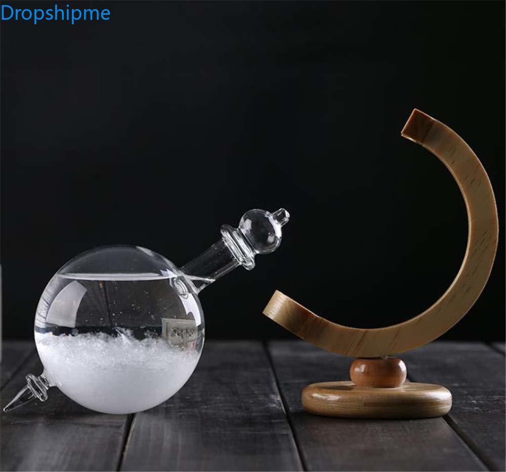 Storm Glass Forecast Bottle, Crystal Desktop Barometer with Wooden Base, view 4