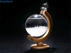 Storm Glass Forecast Bottle, Crystal Desktop Barometer with Wooden Base, view 5