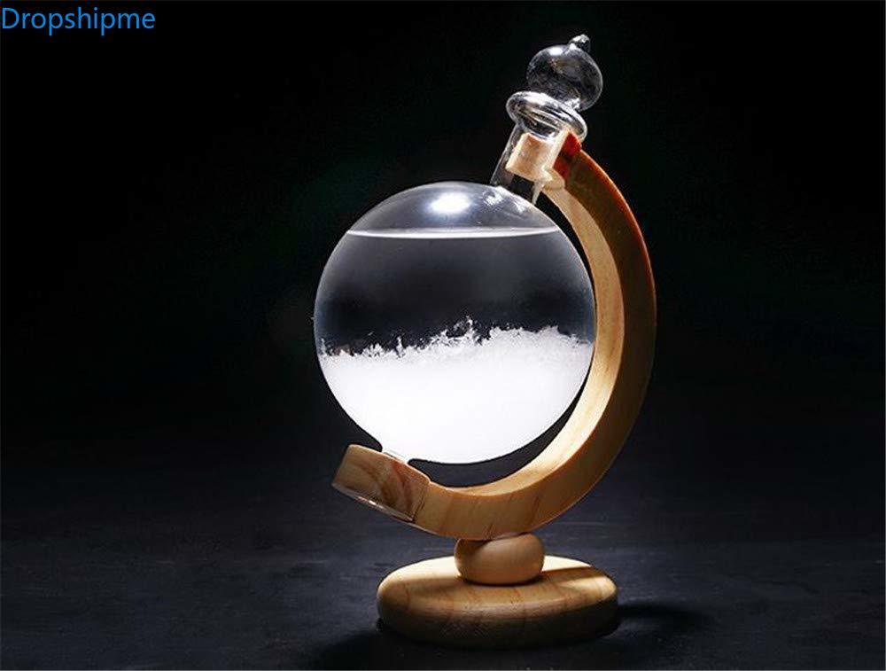 Storm Glass Forecast Bottle, Crystal Desktop Barometer with Wooden Base, view 5