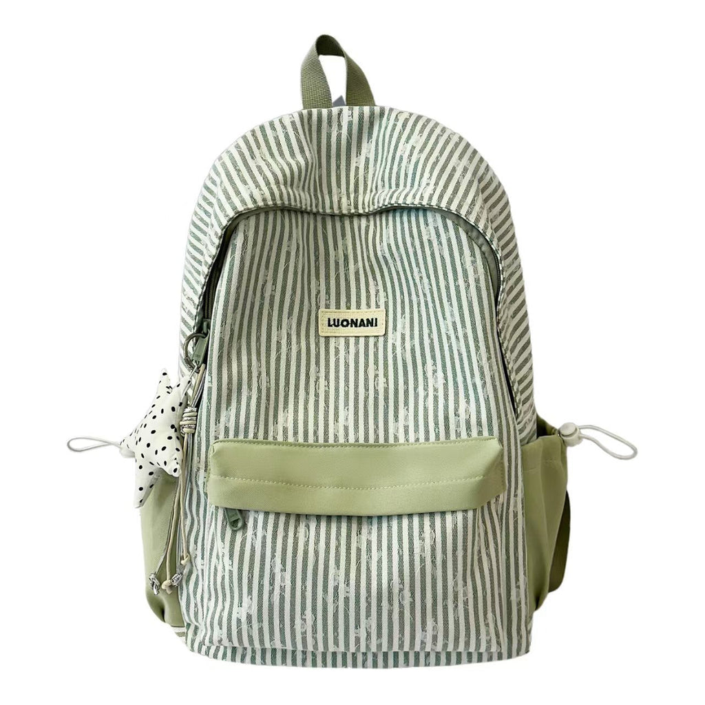 Striped Casual Backpack with Zip Main Compartment, Front and Side Pockets, view 4