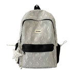 Striped Casual Backpack with Zip Main Compartment, Front and Side Pockets, view 5