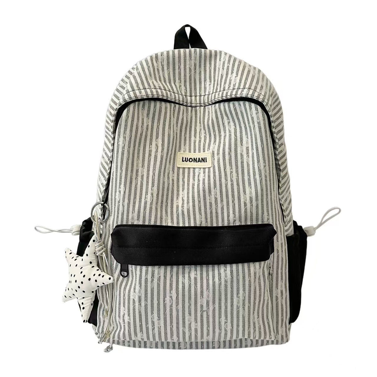 Striped Casual Backpack with Zip Main Compartment, Front and Side Pockets, view 5