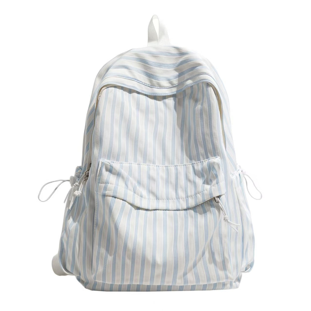 Striped Polyester Backpack with Adjustable Straps and Side Pockets, view 3